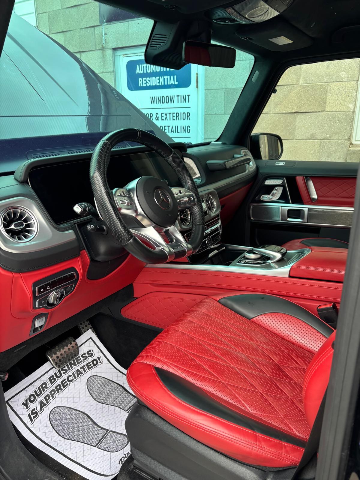 Clean red Mercedes interior after Techno Car Studio interior detailing